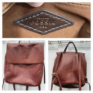FOSSIL brown Leather Claire Backpack Top Handle Purse Handbag SHB1932213